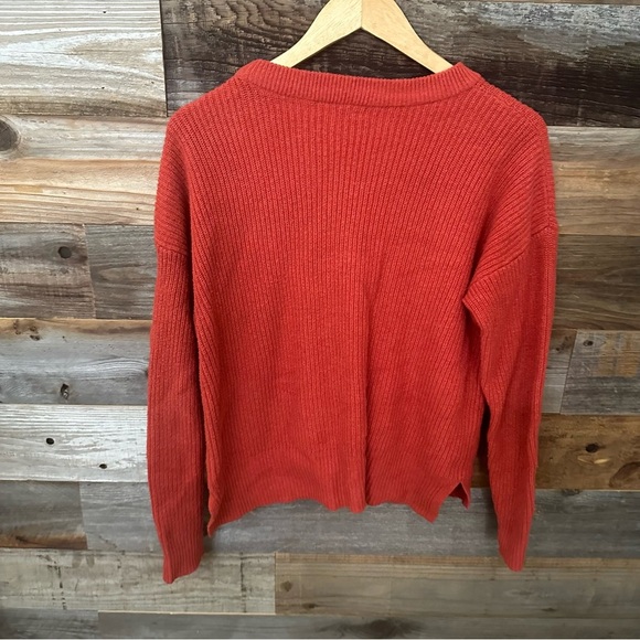MADEWELL Patch Pocket Pullover Knit Cropped Sweater Dark Orange Red Rust Size M - Picture 7 of 8